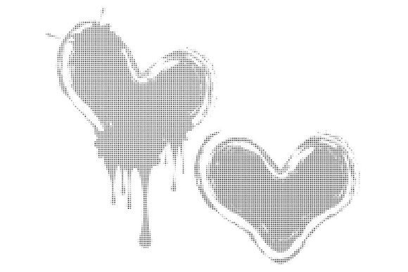 2 Black Halftone Doted Hearts: A Minimalist Asset for Modern Design