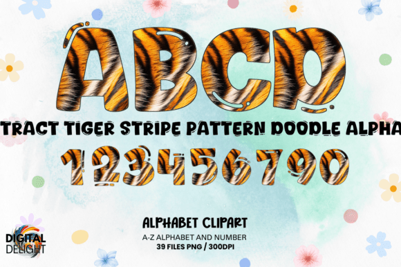 Abstract Tiger Stripe Doodle Alphabet Guide
