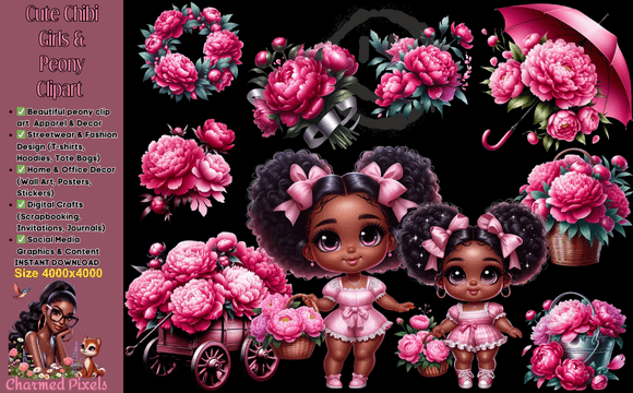 Cute Chibi Girls Peony Clipart: A Design Guide