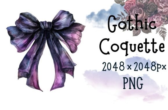 Dark Purple Watercolor Gothic Coquette Style