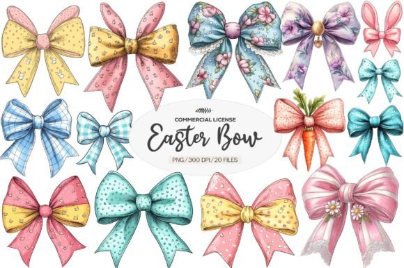 Easter Bow Clipart Bundle: 20 Designs for Creators