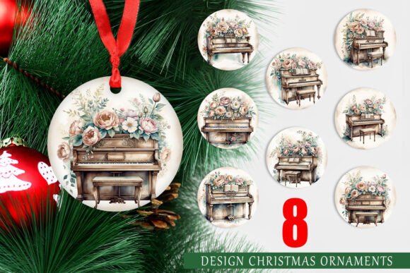 Elevating Holiday Decor with Ornament Antique Piano Designs: A Guide to High-Resolution Printable Art