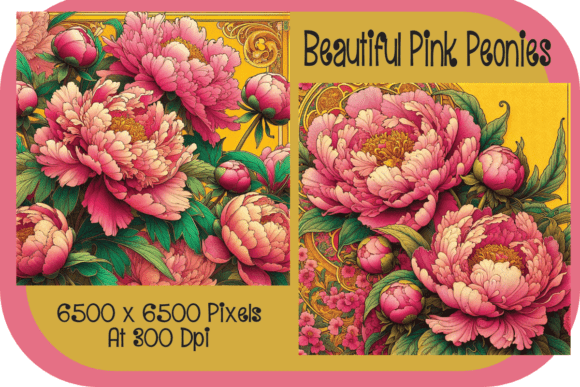 Elevating Visual Identity with Pink Peonies Botanical Illustrations