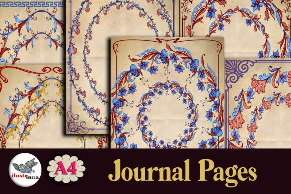 Evaluating Floral Ornaments Wreaths – A4 Vintage for Digital Journaling and Design