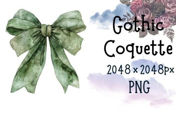 Integrating the Green Watercolor Coquette Gothic Bow into Modern Digital Design