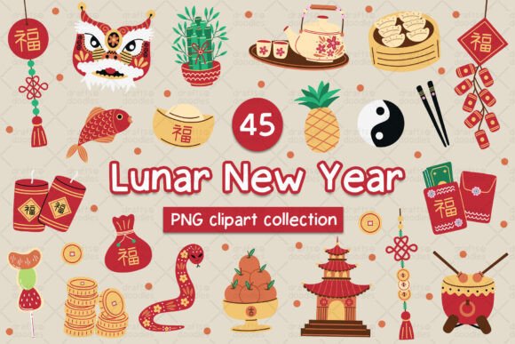 Lunar New Year Clipart Set for Designers