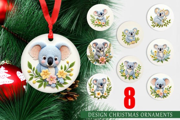 Ornament Koala Embroidery: Bringing Whimsy to Your Holiday Decor with Printable Designs
