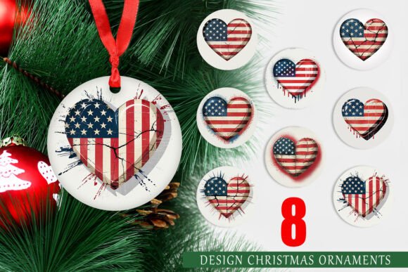 Ornament Vintage American Flag Heart: Elevating Holiday Decor with Patriotic Charm