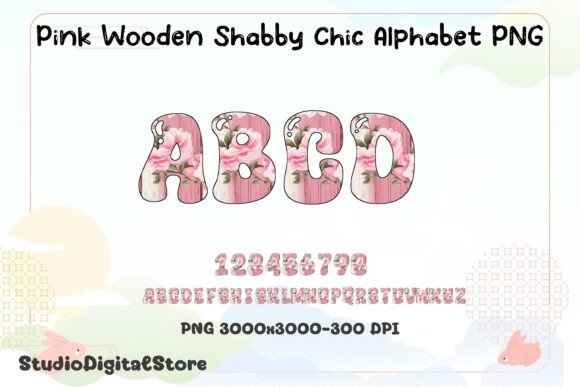Pink Wooden Shabby Chic Alphabet PNG