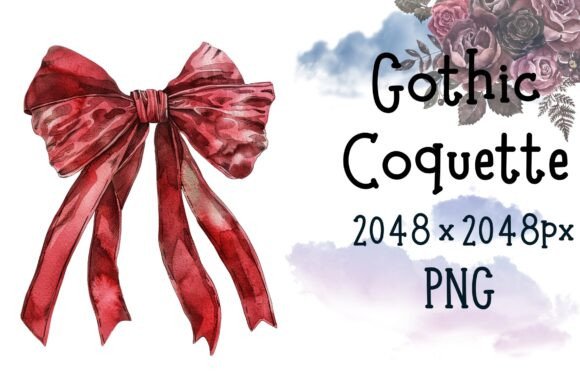 Red Watercolor Gothic Bow Coquette: Elevating Your Designs with Dark Feminine Aesthetic