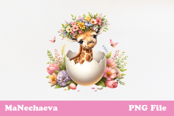 Springtime Whimsy: Elevating Your Designs with Cute Easter Baby Giraffe in Egg Clipart