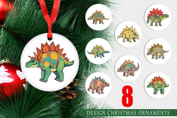 Stegosaurus Christmas Ornament Set