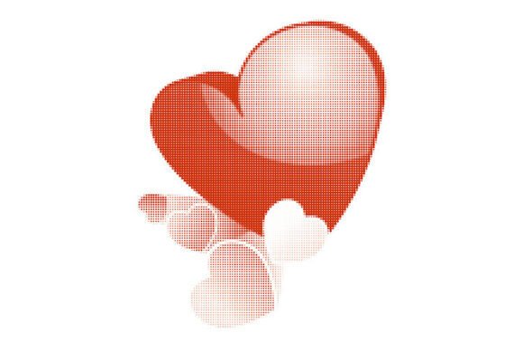 Strategic Application of Red Halftone Doted Hearts Illustration in Modern Design