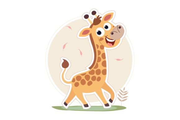 Strategic Applications of Cute Cartoon Giraffe Sticker Illustration in Modern Branding