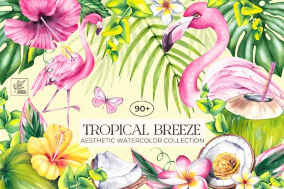 Tropical Breeze Watercolor Clipart Guide