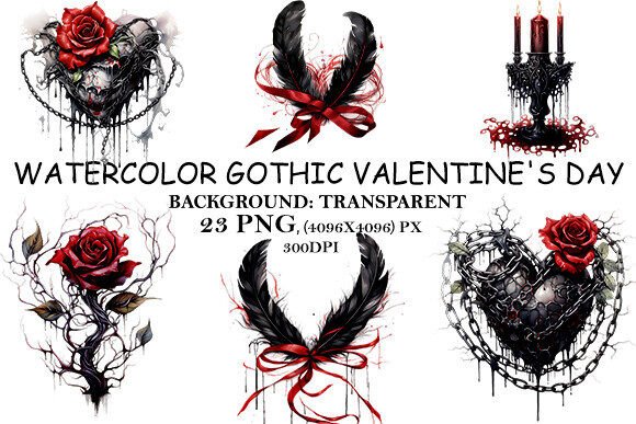Watercolor Gothic Valentine’s Day Design