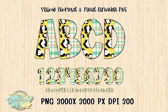 Yellow Leopard Plaid Alphabet PNG